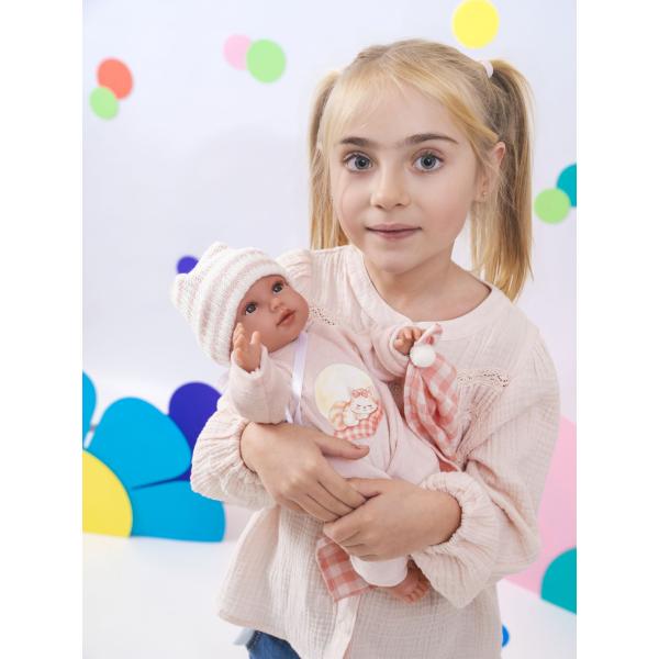 Llorens 63812 NEW BORN - realistická panenka miminko se zvuky a měkkým látkovým tělem (obrázek 6)