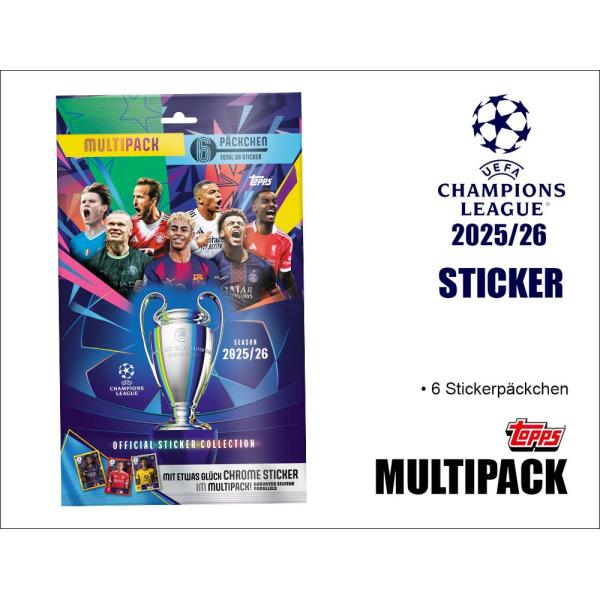 Topps UEFA Champions League 2025/2026 Samolepky – Multipack