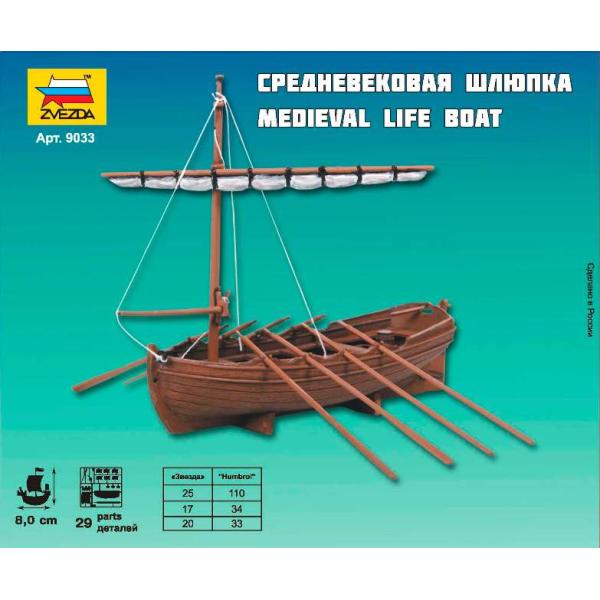 Model Kit loď 9033 - Medieval Life Boat (1:72) (obrázek 3)