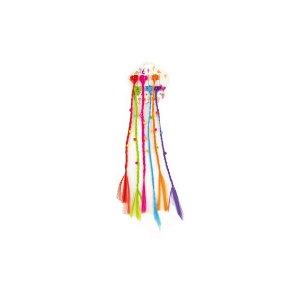 Sponky / Skřipce do vlasů 6ks plast s barevnými copánky 30cm 2druhy (obrázek 3)
