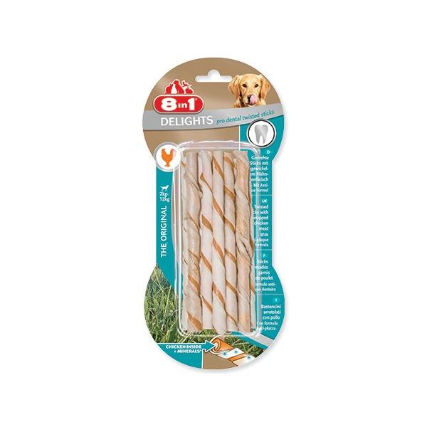 Pochúťka 8in1 Delights Dental krútená žuvacia tyčinka 10ks