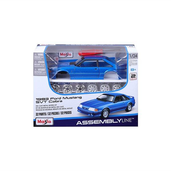 Maisto – 1993 Ford Mustang SVT Cobra, kovová modrá, montážní linka, 1:24