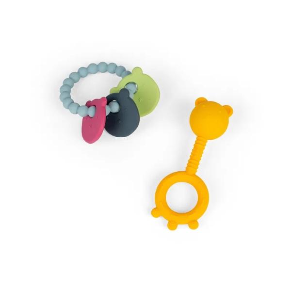Bigjigs Toys Hrkálka a hryzačka 2 v 1 a hryzací krúžok Medvedík