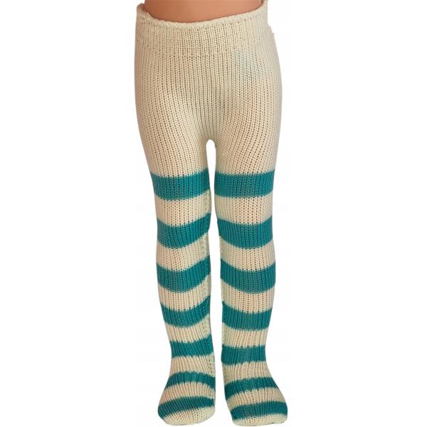 PAOLA REINA Bílé punčochy se zelenými pruhy pro panenky o velikosti 32 cm