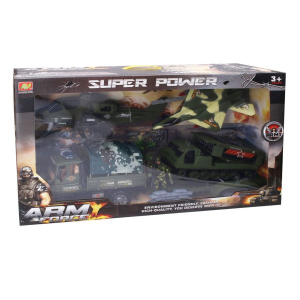 Vojenské auto s přívěsem a vojákem 63cm