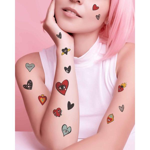 TATTonMe Voděodolné dočasné tetovačky Srdce mix