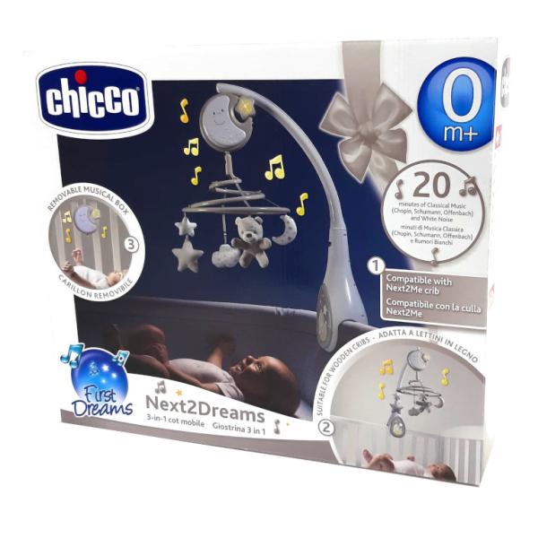 CHICCO Kolotoč nad postýlku a závěsná hračka 3v1 Next2Dreams neutral 0m+ (obrázek 4)