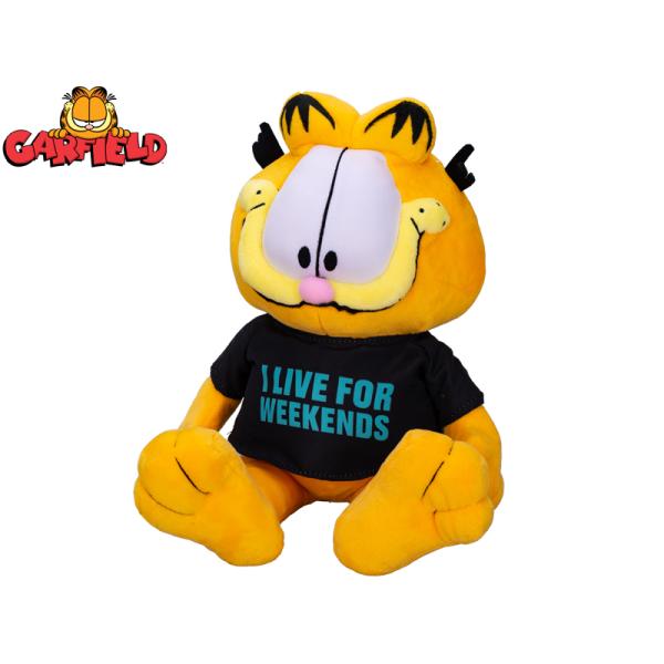Garfield - "I live for weekends" 24cm plyšový sediaci