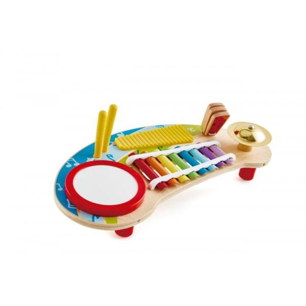 Mini Band Hape | Tavolo Musicale Multifunzione Con Tamburo, Xilofono, Piatti, Scratchboard E Flapper Per Esplorare Suoni E Musica Dai 24 Mesi-image