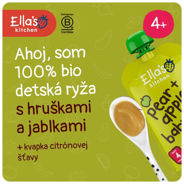 Ella’s Kitchen BIO Dětská rýže, hruška a jablko (120 g)