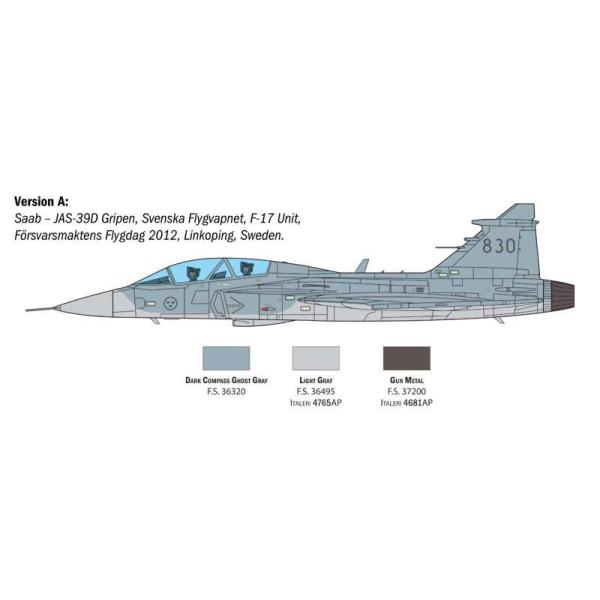 Model Kit letadlo 2664 - JAS 39 GRIPEN TWIN SEATER (1:48) (obrázek 4)