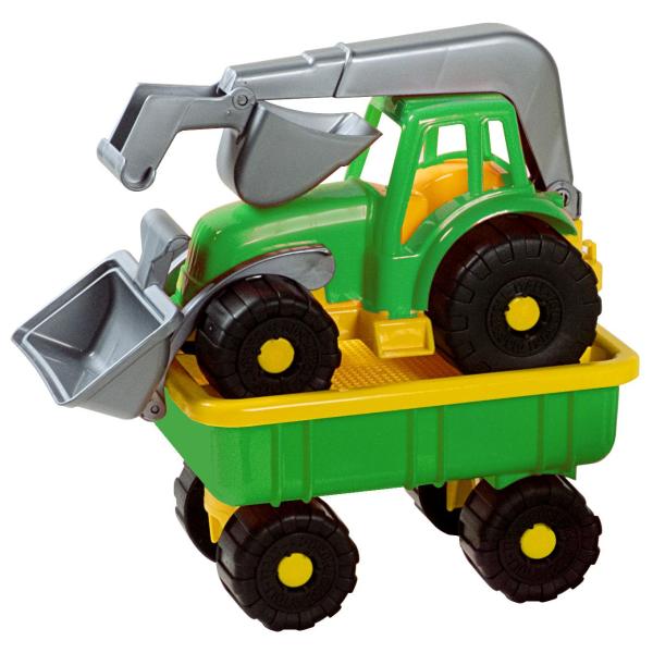 Androni Traktorový nakladač s vlekem Power Worker – délka 58 cm, zelený