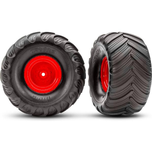 Traxxas kolo 2.0/3.0", disk červený offset 29mm, pneu Terra Groove (pár)