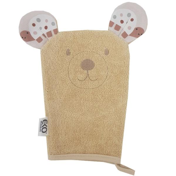 EKO Žínka bavlněná s oušky Bear Beige 20×15 cm