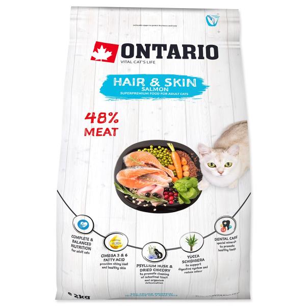 Krmivo Ontario Cat Hair & Skin 2kg (obrázek 3)