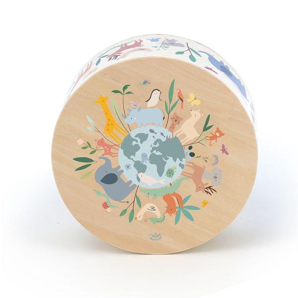 Vilac Drevený cajón bubienok Zvieratá sveta Sarah Betz