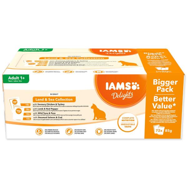 Kapsička Iams Delights morské a suchozem.mäso v omáčke multipack 6120g