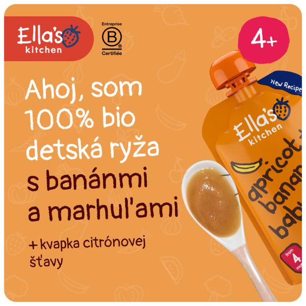 Ella’s Kitchen BIO Dětská rýže, banán a meruňka (120 g)