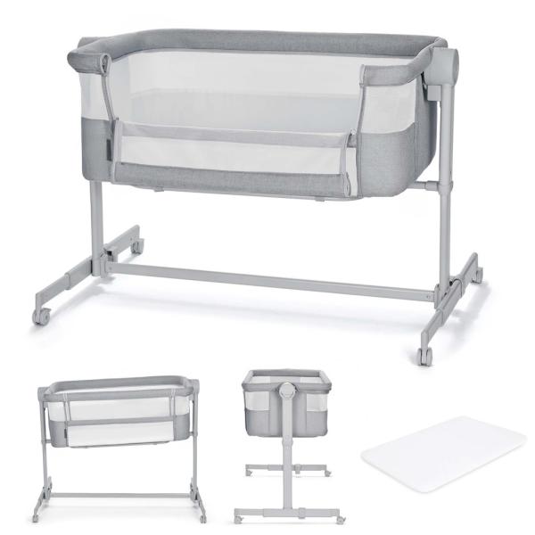 KINDERKRAFT Postýlka dětská polohovatelná Nestee Up2 Full Light Grey (obrázek 9)