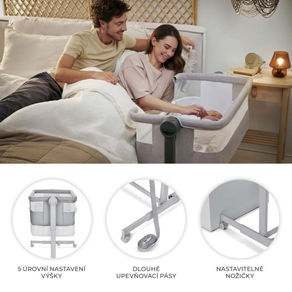 KINDERKRAFT Postýlka dětská polohovatelná Nestee Up2 Full Light Grey (obrázek 10)