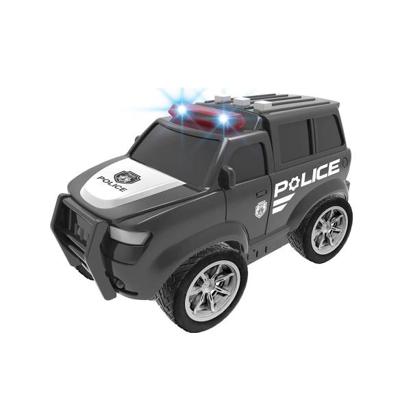 Auto policejné na na zotrvačník s efektami čierne 22,5 cm