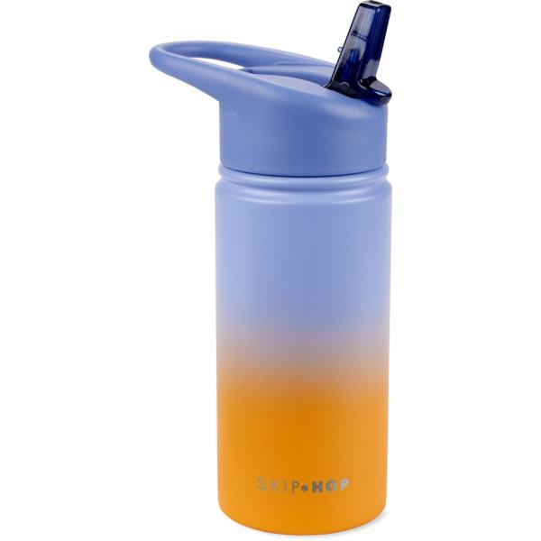 SKIP HOP Láhev s brčkem nerezová Wander – ombré blue, 450ml