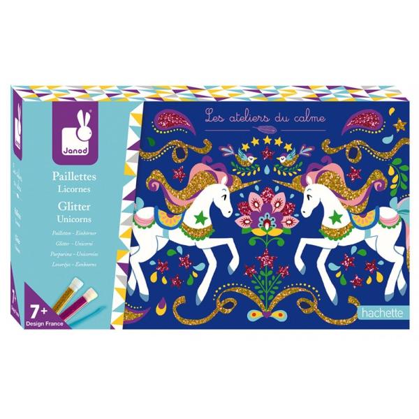 Janod Atelier Jednorožec barevný písek s třpytkami Sada Midi