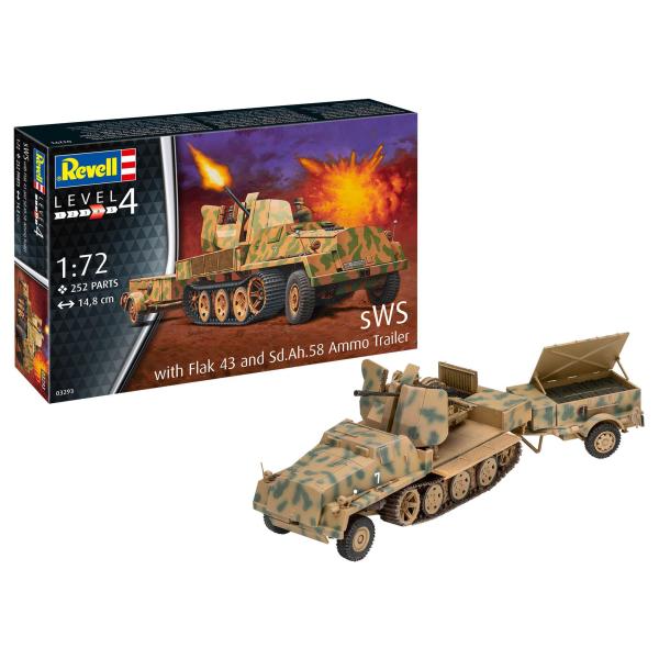 ModelSet military 63293 - sWS s Flak43 a Sd.Ah58 Ammo Trailer (1:72) (obrázek 3)