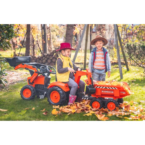 Falk šlapací traktor 2090W Kubota s přední a zadní lžící a přívěsem (obrázek 3)