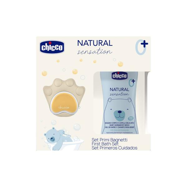 CHICCO Set darčekový kozmetický Natural Sensition + silikónová hubka na umývanie labka