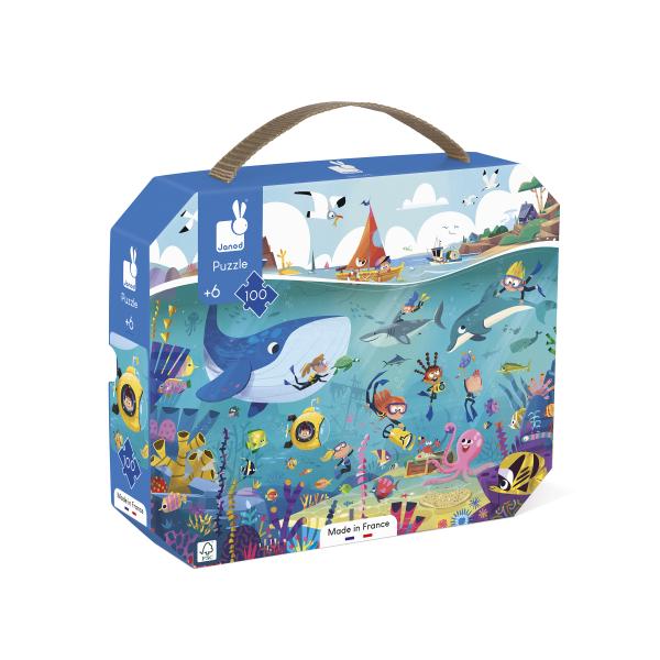 Janod Puzzle v kufříku Svět pod vodou 100 ks