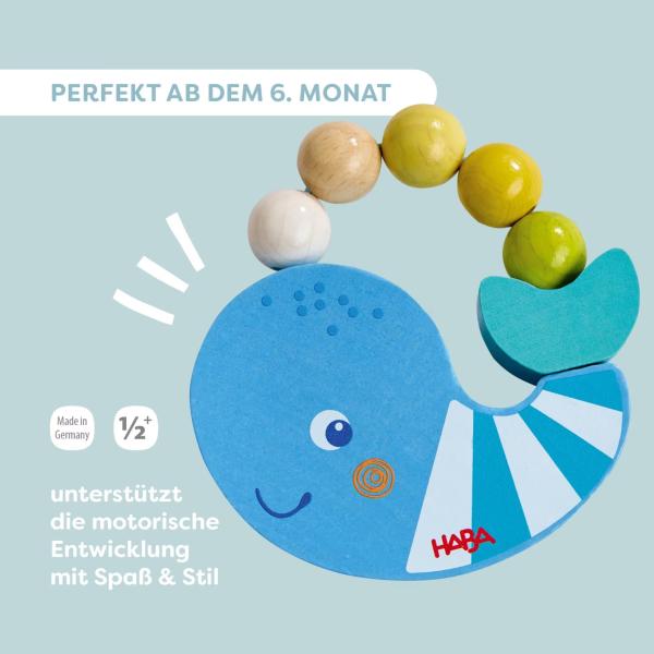 Haba Chrastítko a úchopová hračka Velryba