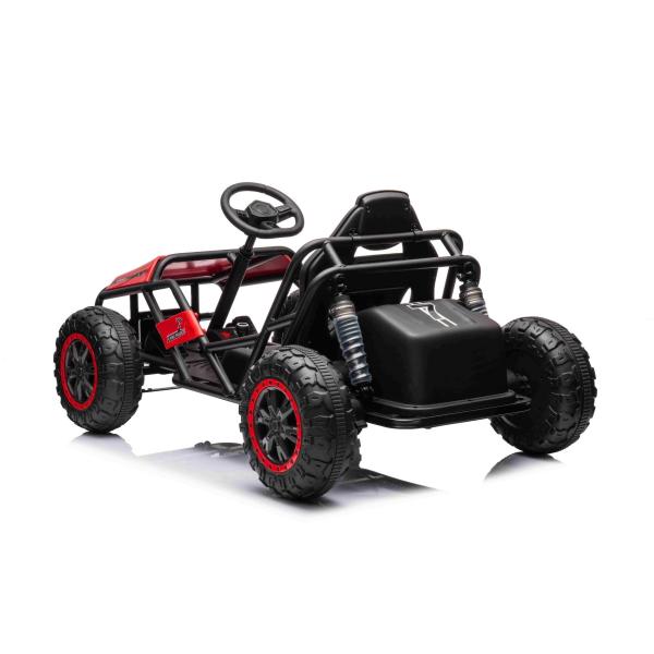 Elektrická motokára SPORT-KART 24V, červená, EVA kola, koženkové sedadlo, 2 x 50W motor,