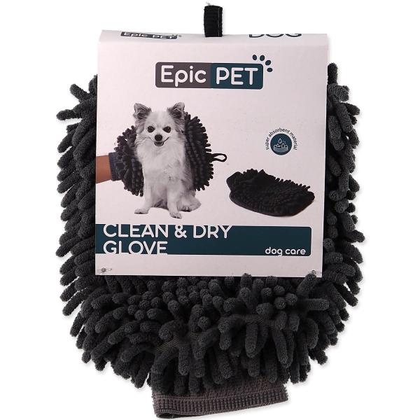 Osuška rukavice Epic Pet Clean and dry rukavice šedá 24×17,5cm