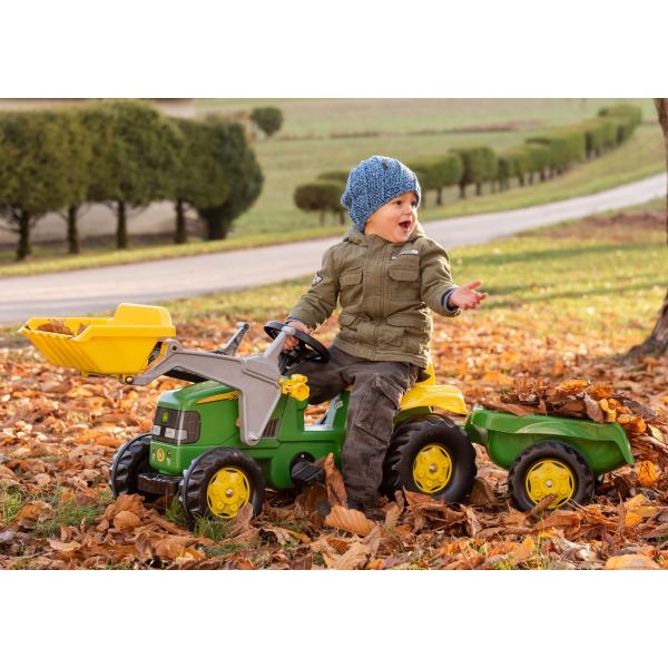 Rollytoys Šlapací traktor Rolly Kid John Deere s vlečkou a nakladačem - zelený (obrázek 5)