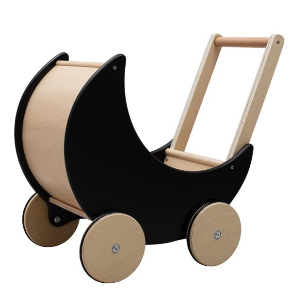 Drevený kočík, chodítko pre deti 2v1 Montessori Baby Mix čierny