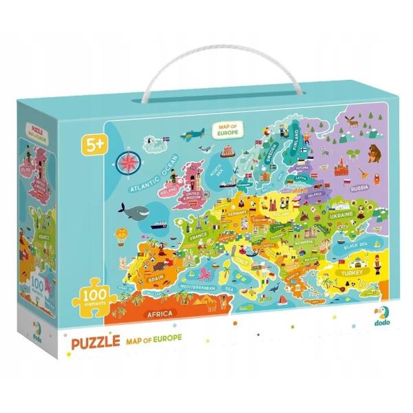 Puzzle 64x46cm mapa Evropy 100 dílků