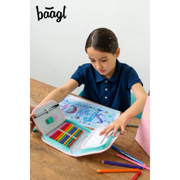 BAAGL Školní peračník jednoposchoďový Dúha růžový