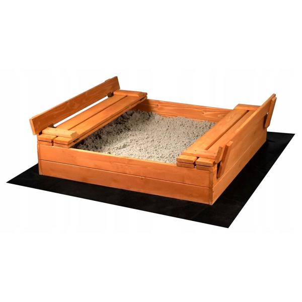 Dětské dřevěné pískoviště s poklopem a lavičkami Baby Mix 100×100 cm