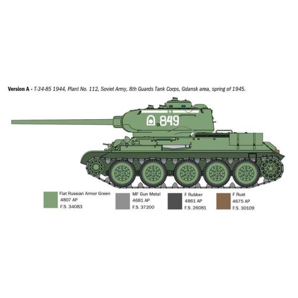 Model Kit tank 6758 - T34/85 Závod 112 Mod. 1944 (1:35) (obrázek 4)