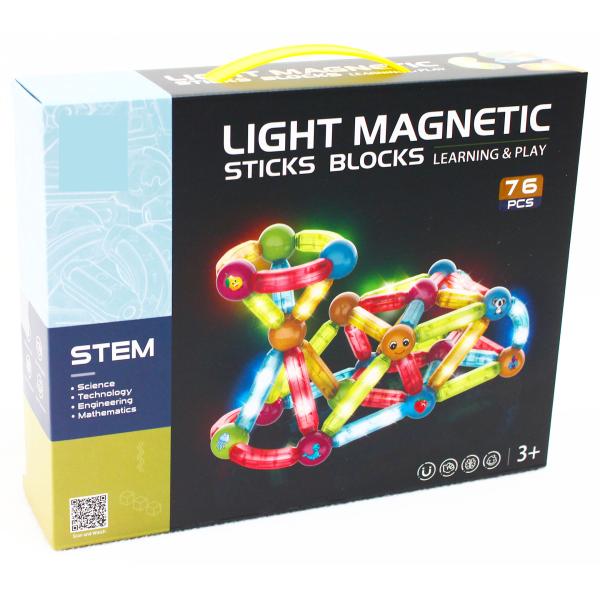 Magnetická svietiaca stavebnica 76 ks