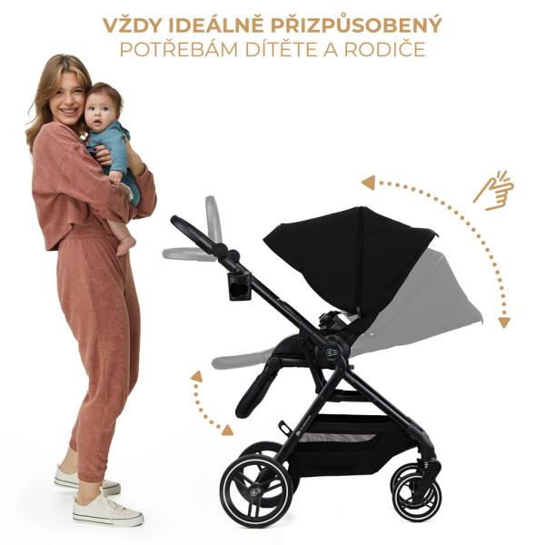 KINDERKRAFT SELECT Kočárek kombinovaný Yoxi 2v1 Pure Black (obrázek 7)