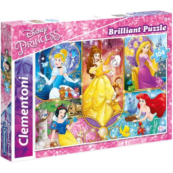 Clementoni - Puzzle Briliant 104 Princezny