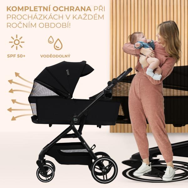 KINDERKRAFT SELECT Kočárek kombinovaný Yoxi 2v1 Pure Black (obrázek 6)