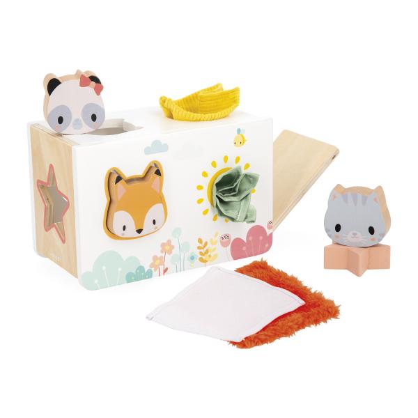 Janod Pure Dřevěné třídění tvarů s látkami