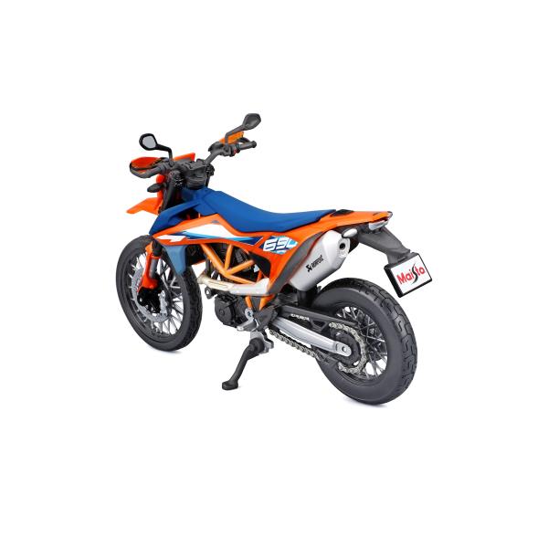Maisto - Motocykl se stojanem, 2023 KTM 690 SMC R, oranžovo-modrá, 1:12 (obrázek 4)