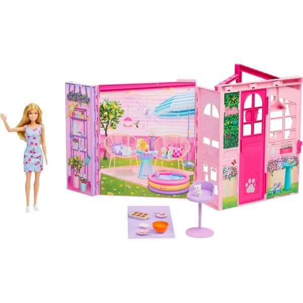 Mattel Barbie Weekendový domček pre bábiky, sada s bábikou