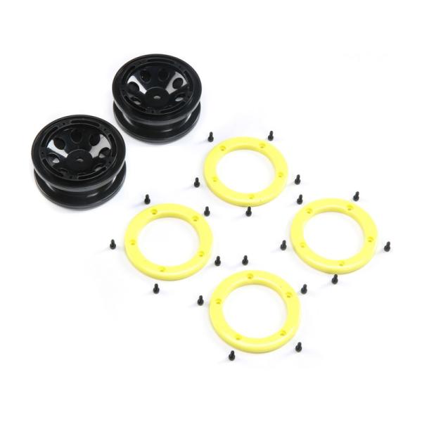 Disco ruota ECX, beadlock nero / giallo (2): 1:18 Temper G2