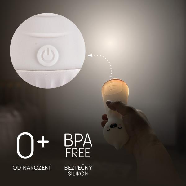 Silikonové noční světlo LED s baterkou, Dino