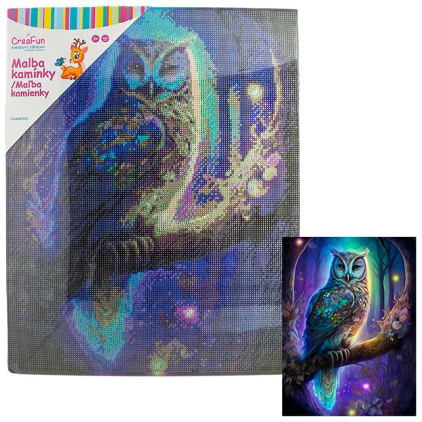 Diamantové malování - Noční sova 40 x 50 cm